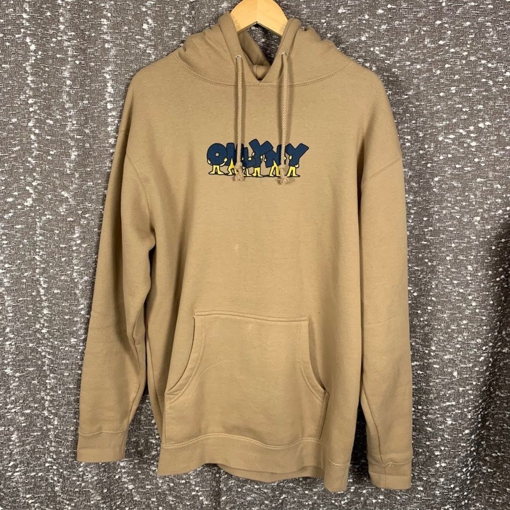 Only NY Elementary Hoodie Graphic Logo Tan Streetwear Pullover Men's Large